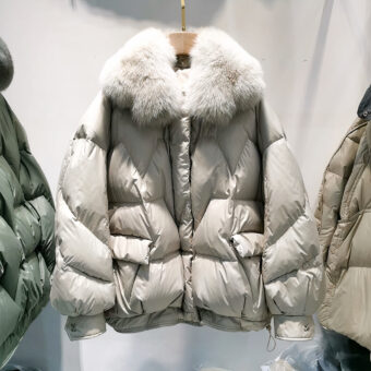 Doudoune en duvet de canard gris pour femme
