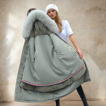 Doudoune grande taille avec doublure en fourrure amovible pour femme