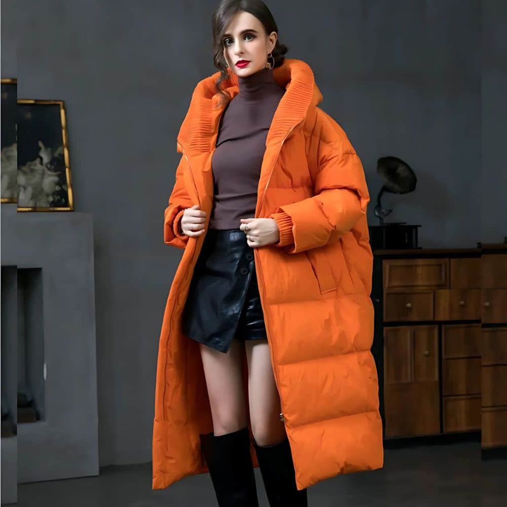 Doudoune orange longue capuche femme grandes tailles – Image 2