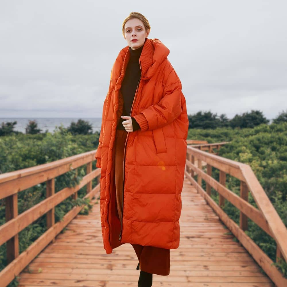 Doudoune orange longue capuche femme grandes tailles – Image 6